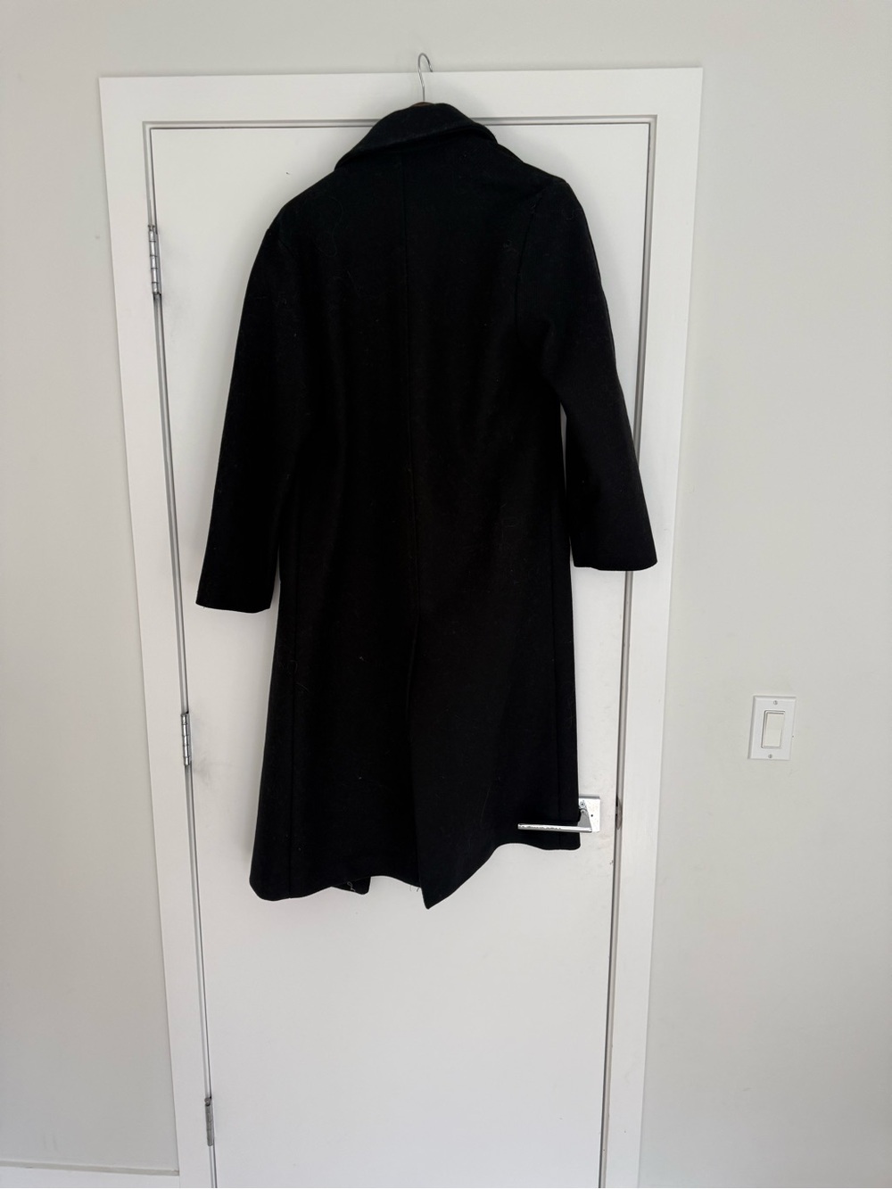 Mango Black Double-Breasted Wool Trench Coat - Picture 3 of 3